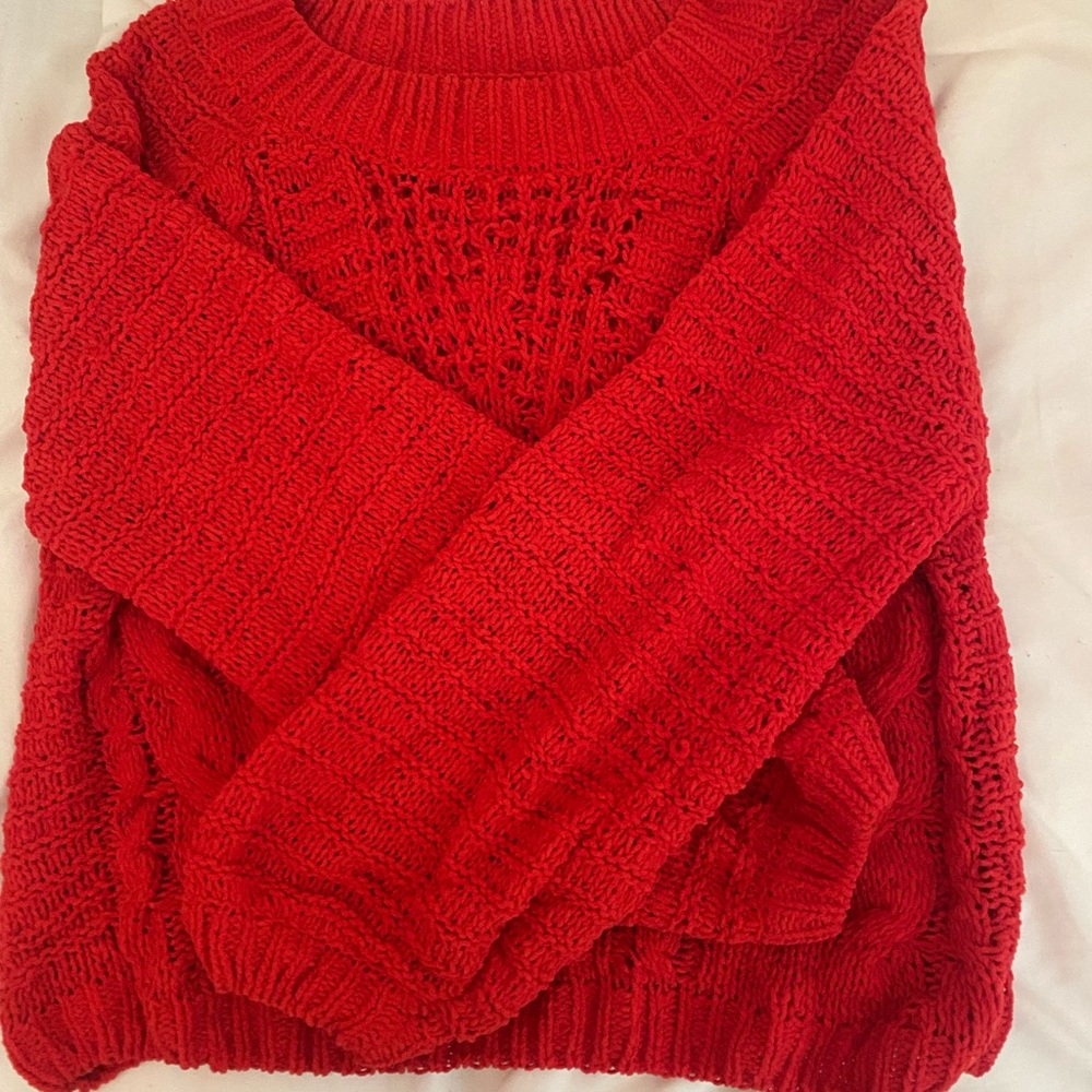 Jun and Ivy Francescas collection red sweater.